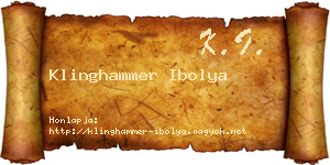 Klinghammer Ibolya névjegykártya