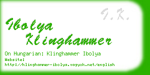 ibolya klinghammer business card